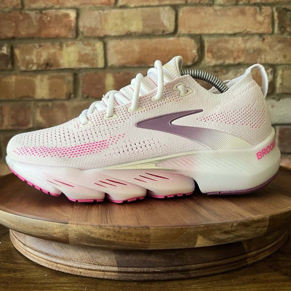 Brooks Glycerin Flex Womens 7.5 Pink White Athletic Running Shoes Sneakers